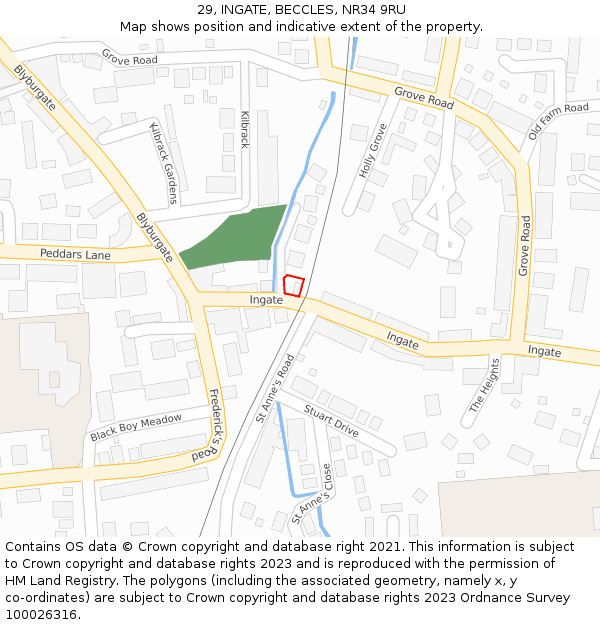 29, INGATE, BECCLES, NR34 9RU: Location map and indicative extent of plot