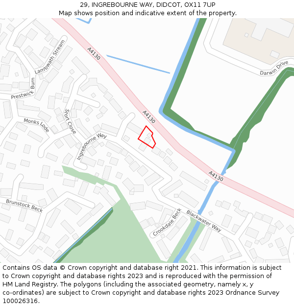 29, INGREBOURNE WAY, DIDCOT, OX11 7UP: Location map and indicative extent of plot
