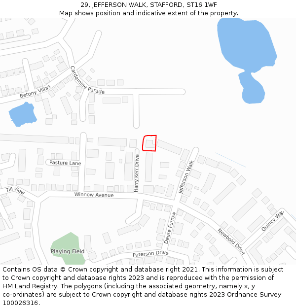 29, JEFFERSON WALK, STAFFORD, ST16 1WF: Location map and indicative extent of plot