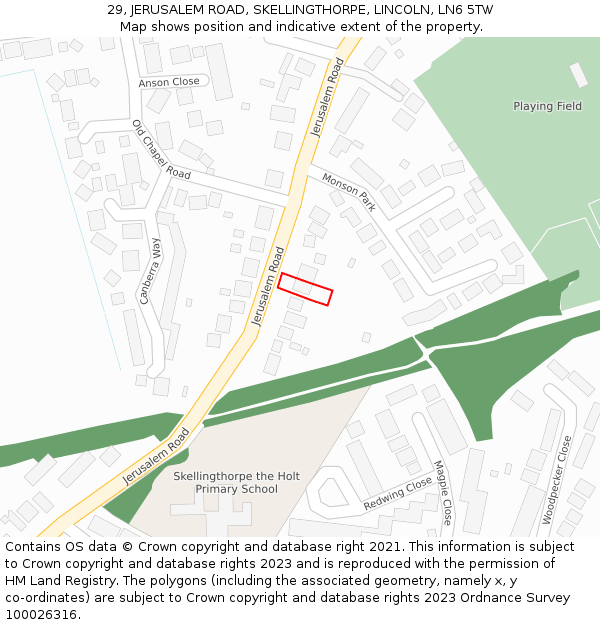 29, JERUSALEM ROAD, SKELLINGTHORPE, LINCOLN, LN6 5TW: Location map and indicative extent of plot