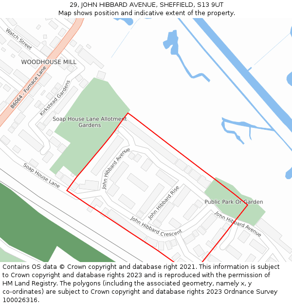 29, JOHN HIBBARD AVENUE, SHEFFIELD, S13 9UT: Location map and indicative extent of plot