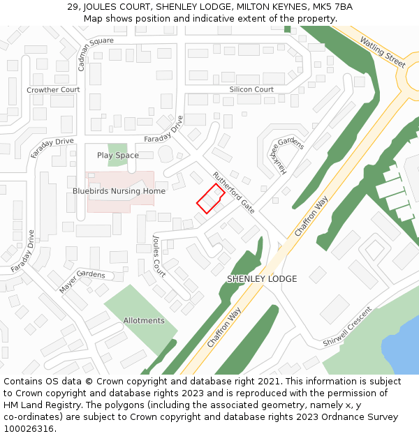29, JOULES COURT, SHENLEY LODGE, MILTON KEYNES, MK5 7BA: Location map and indicative extent of plot