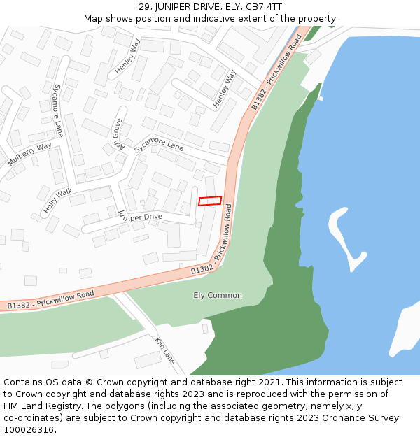 29, JUNIPER DRIVE, ELY, CB7 4TT: Location map and indicative extent of plot