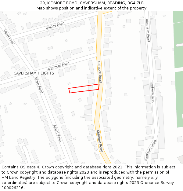 29, KIDMORE ROAD, CAVERSHAM, READING, RG4 7LR: Location map and indicative extent of plot