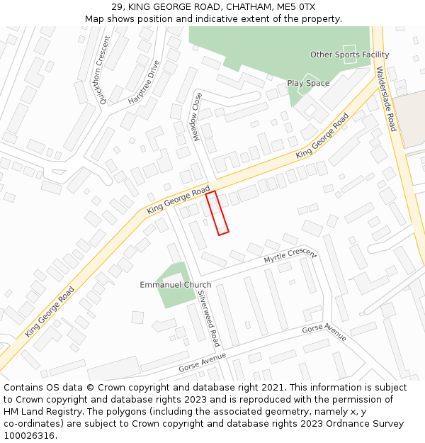 29, KING GEORGE ROAD, CHATHAM, ME5 0TX: Location map and indicative extent of plot