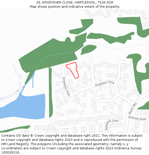 29, KINGFISHER CLOSE, HARTLEPOOL, TS26 0GA: Location map and indicative extent of plot