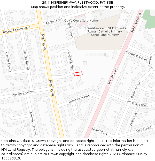 29, KINGFISHER WAY, FLEETWOOD, FY7 8SB: Location map and indicative extent of plot