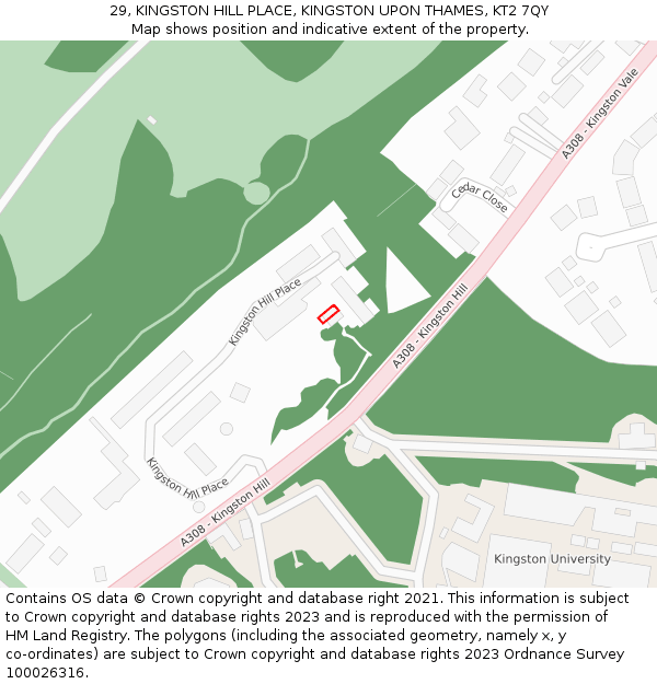 29, KINGSTON HILL PLACE, KINGSTON UPON THAMES, KT2 7QY: Location map and indicative extent of plot