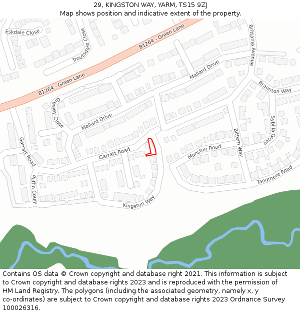 29, KINGSTON WAY, YARM, TS15 9ZJ: Location map and indicative extent of plot