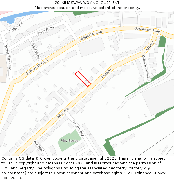 29, KINGSWAY, WOKING, GU21 6NT: Location map and indicative extent of plot