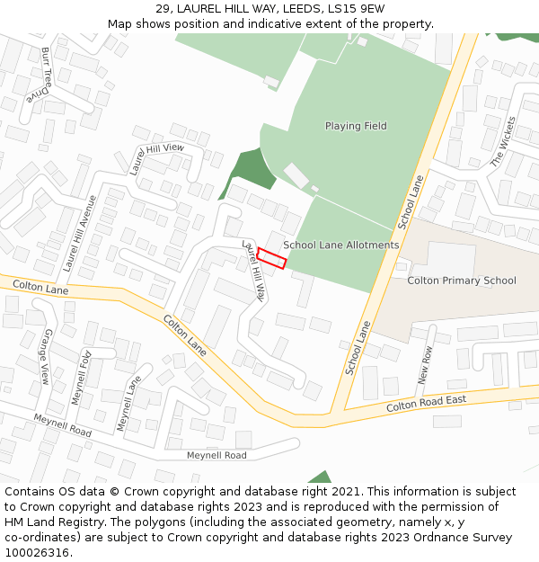 29, LAUREL HILL WAY, LEEDS, LS15 9EW: Location map and indicative extent of plot
