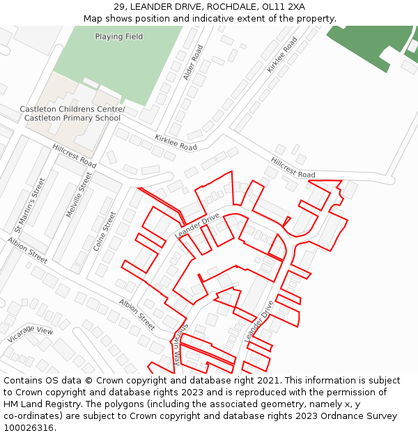 29, LEANDER DRIVE, ROCHDALE, OL11 2XA: Location map and indicative extent of plot