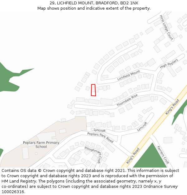 29, LICHFIELD MOUNT, BRADFORD, BD2 1NX: Location map and indicative extent of plot