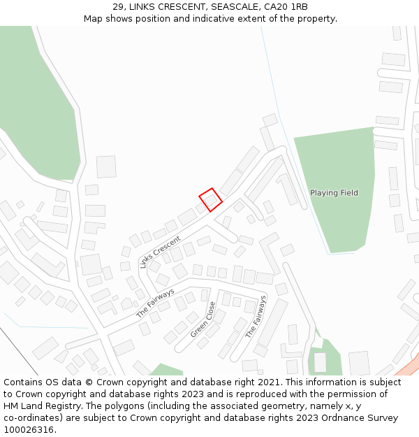 29, LINKS CRESCENT, SEASCALE, CA20 1RB: Location map and indicative extent of plot