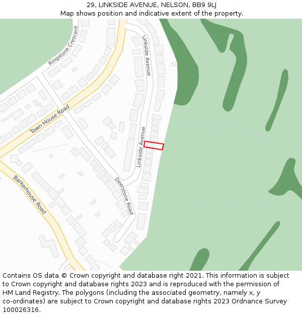 29, LINKSIDE AVENUE, NELSON, BB9 9LJ: Location map and indicative extent of plot