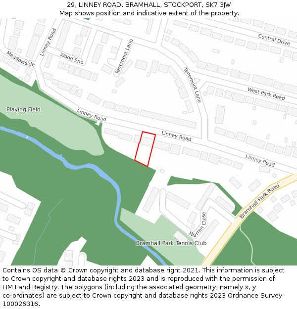 29, LINNEY ROAD, BRAMHALL, STOCKPORT, SK7 3JW: Location map and indicative extent of plot