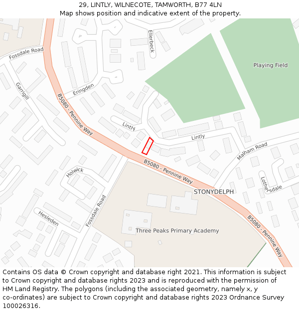 29, LINTLY, WILNECOTE, TAMWORTH, B77 4LN: Location map and indicative extent of plot