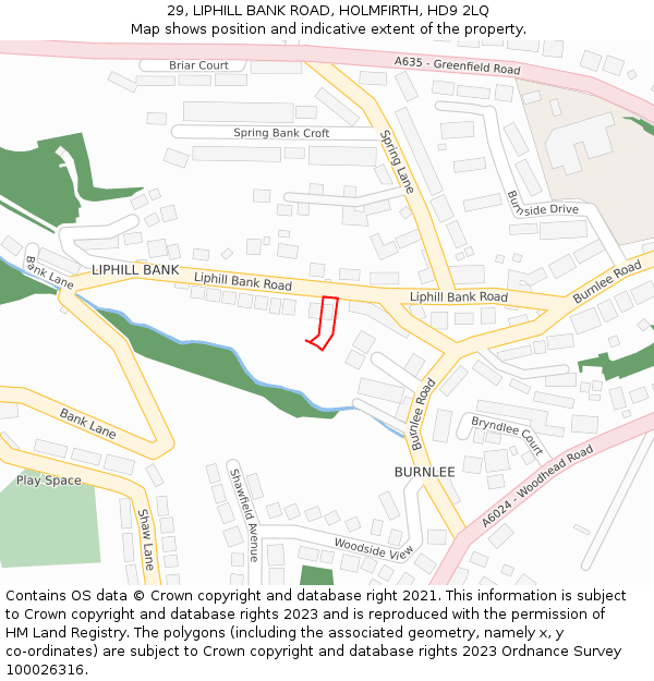 29, LIPHILL BANK ROAD, HOLMFIRTH, HD9 2LQ: Location map and indicative extent of plot