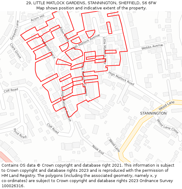 29, LITTLE MATLOCK GARDENS, STANNINGTON, SHEFFIELD, S6 6FW: Location map and indicative extent of plot