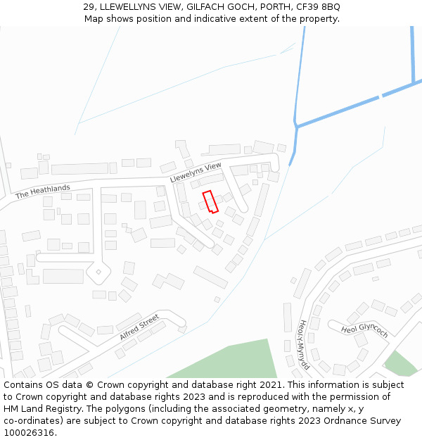 29, LLEWELLYNS VIEW, GILFACH GOCH, PORTH, CF39 8BQ: Location map and indicative extent of plot