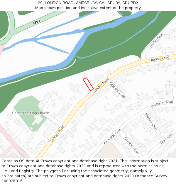 29, LONDON ROAD, AMESBURY, SALISBURY, SP4 7DX: Location map and indicative extent of plot