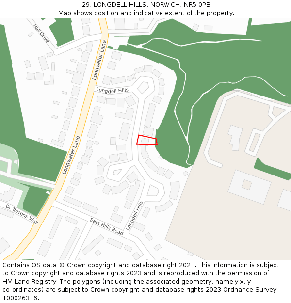 29, LONGDELL HILLS, NORWICH, NR5 0PB: Location map and indicative extent of plot