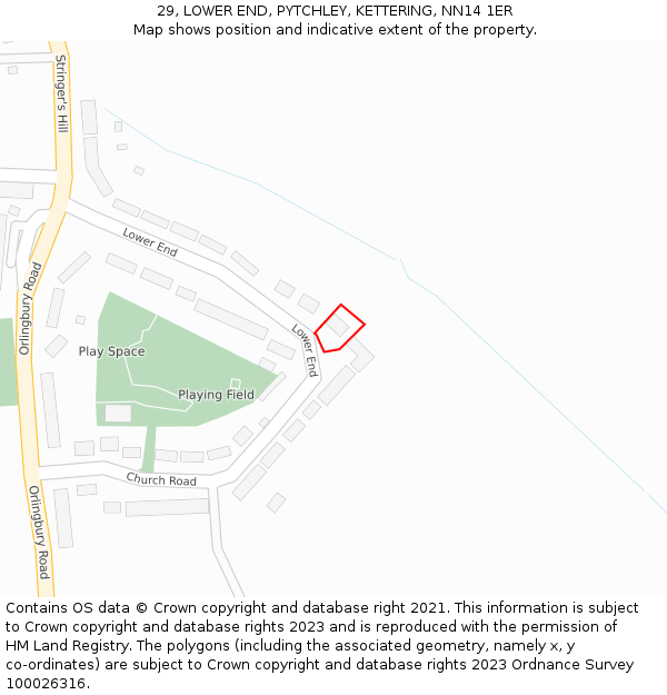 29, LOWER END, PYTCHLEY, KETTERING, NN14 1ER: Location map and indicative extent of plot