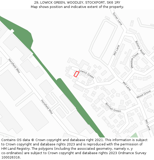 29, LOWICK GREEN, WOODLEY, STOCKPORT, SK6 1RY: Location map and indicative extent of plot