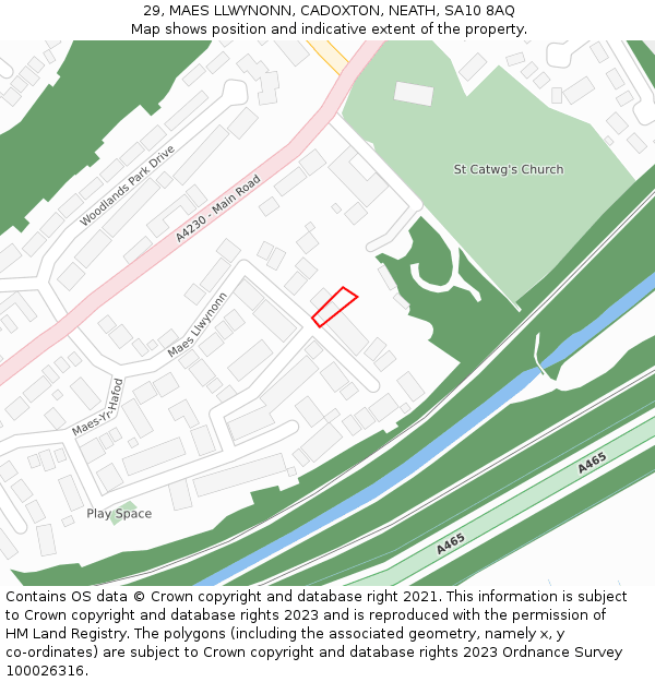 29, MAES LLWYNONN, CADOXTON, NEATH, SA10 8AQ: Location map and indicative extent of plot