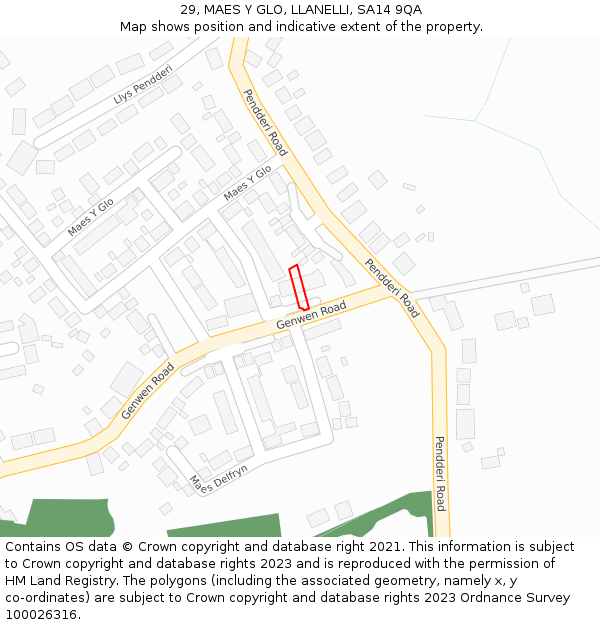 29, MAES Y GLO, LLANELLI, SA14 9QA: Location map and indicative extent of plot