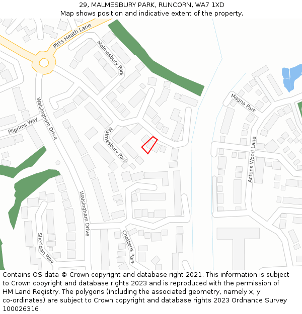 29, MALMESBURY PARK, RUNCORN, WA7 1XD: Location map and indicative extent of plot