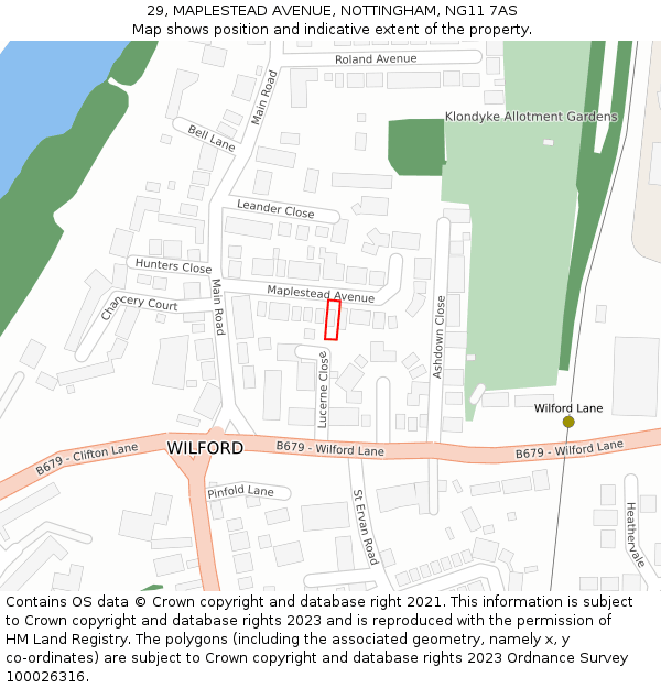 29, MAPLESTEAD AVENUE, NOTTINGHAM, NG11 7AS: Location map and indicative extent of plot