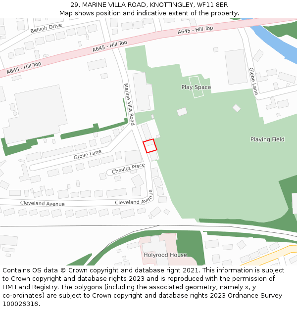 29, MARINE VILLA ROAD, KNOTTINGLEY, WF11 8ER: Location map and indicative extent of plot