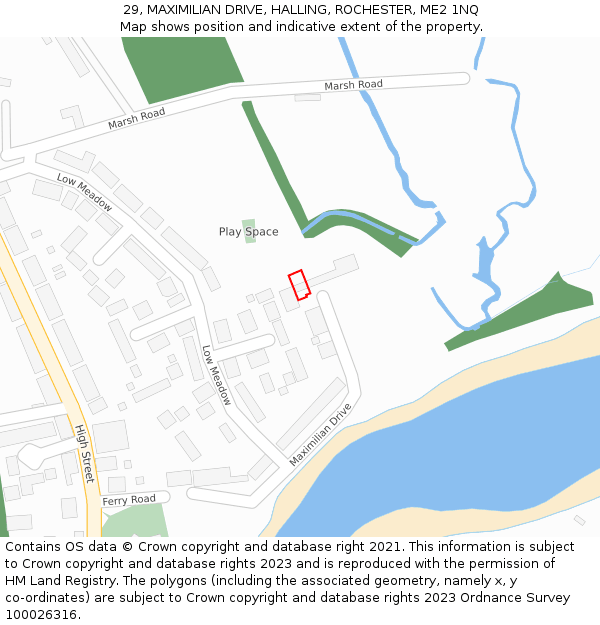 29, MAXIMILIAN DRIVE, HALLING, ROCHESTER, ME2 1NQ: Location map and indicative extent of plot