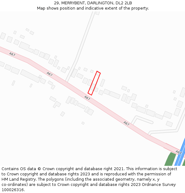 29, MERRYBENT, DARLINGTON, DL2 2LB: Location map and indicative extent of plot