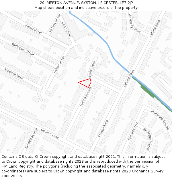 29, MERTON AVENUE, SYSTON, LEICESTER, LE7 2JP: Location map and indicative extent of plot