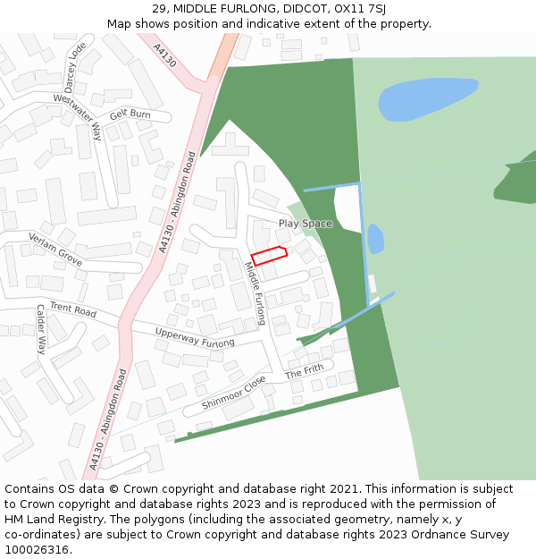 29, MIDDLE FURLONG, DIDCOT, OX11 7SJ: Location map and indicative extent of plot