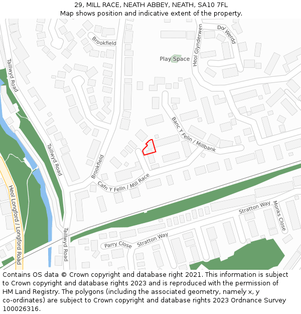 29, MILL RACE, NEATH ABBEY, NEATH, SA10 7FL: Location map and indicative extent of plot