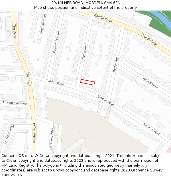 29, MILNER ROAD, MORDEN, SM4 6EN: Location map and indicative extent of plot