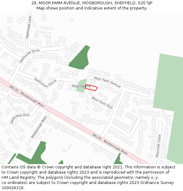 29, MOOR FARM AVENUE, MOSBOROUGH, SHEFFIELD, S20 5JP: Location map and indicative extent of plot