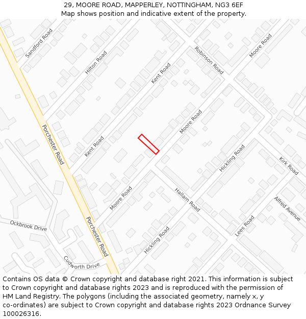 29, MOORE ROAD, MAPPERLEY, NOTTINGHAM, NG3 6EF: Location map and indicative extent of plot