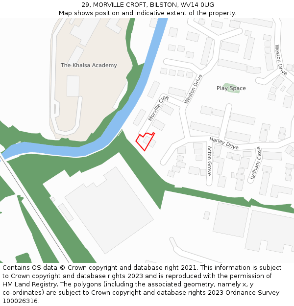 29, MORVILLE CROFT, BILSTON, WV14 0UG: Location map and indicative extent of plot