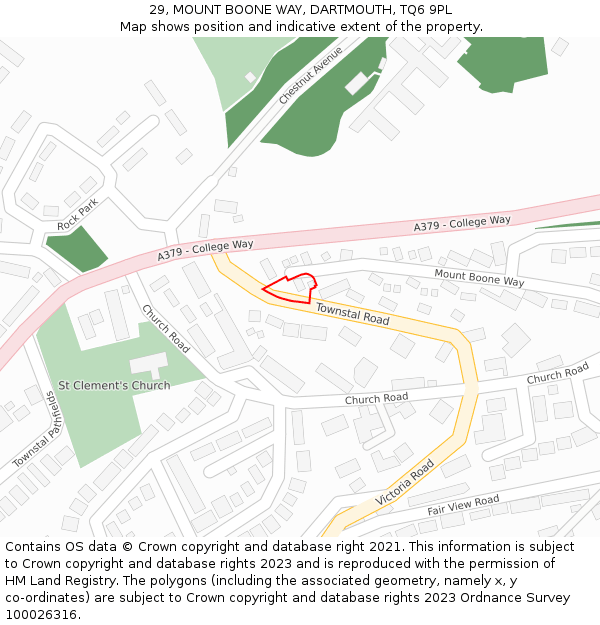 29, MOUNT BOONE WAY, DARTMOUTH, TQ6 9PL: Location map and indicative extent of plot