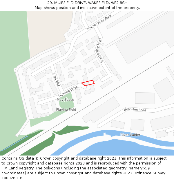 29, MUIRFIELD DRIVE, WAKEFIELD, WF2 8SH: Location map and indicative extent of plot