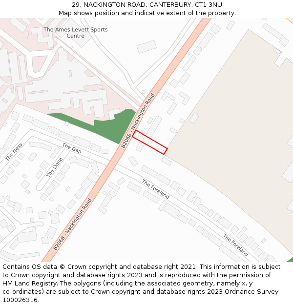 29, NACKINGTON ROAD, CANTERBURY, CT1 3NU: Location map and indicative extent of plot