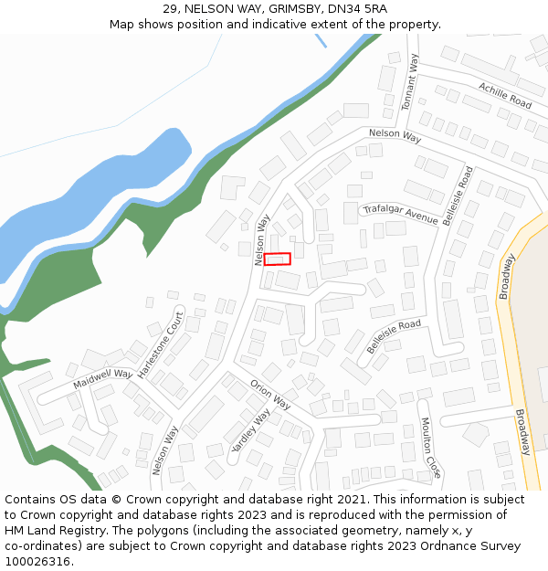 29, NELSON WAY, GRIMSBY, DN34 5RA: Location map and indicative extent of plot