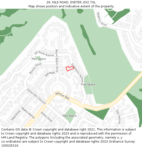 29, NILE ROAD, EXETER, EX2 7GL: Location map and indicative extent of plot