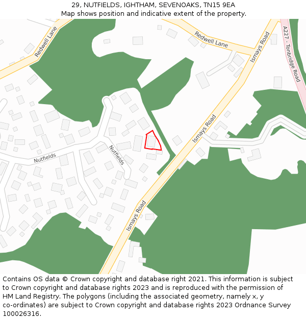 29, NUTFIELDS, IGHTHAM, SEVENOAKS, TN15 9EA: Location map and indicative extent of plot