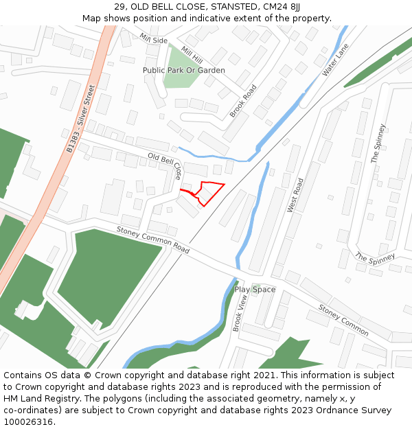 29, OLD BELL CLOSE, STANSTED, CM24 8JJ: Location map and indicative extent of plot