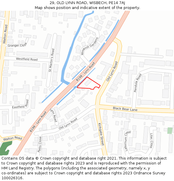 29, OLD LYNN ROAD, WISBECH, PE14 7AJ: Location map and indicative extent of plot